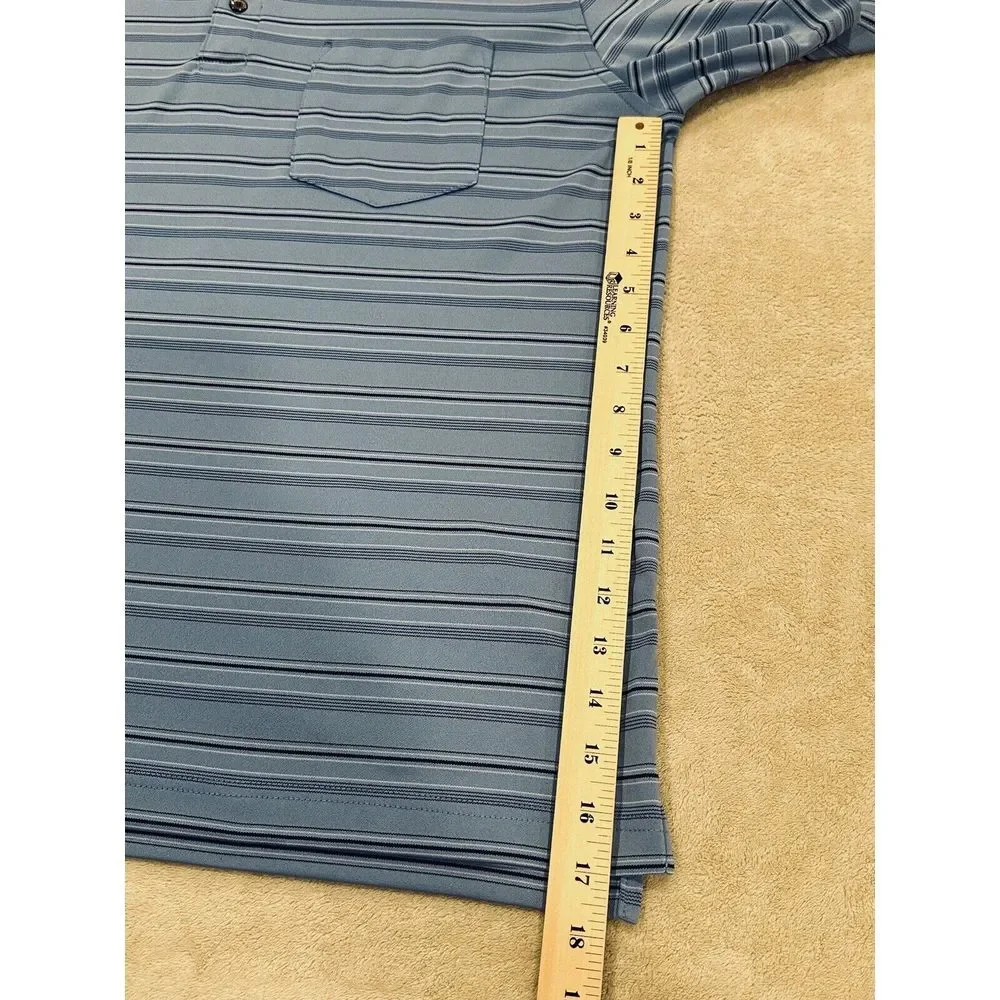 Golden Bear Performance Golf‎ Polo Shirt Men's Large Short Sleeve Blue Striped